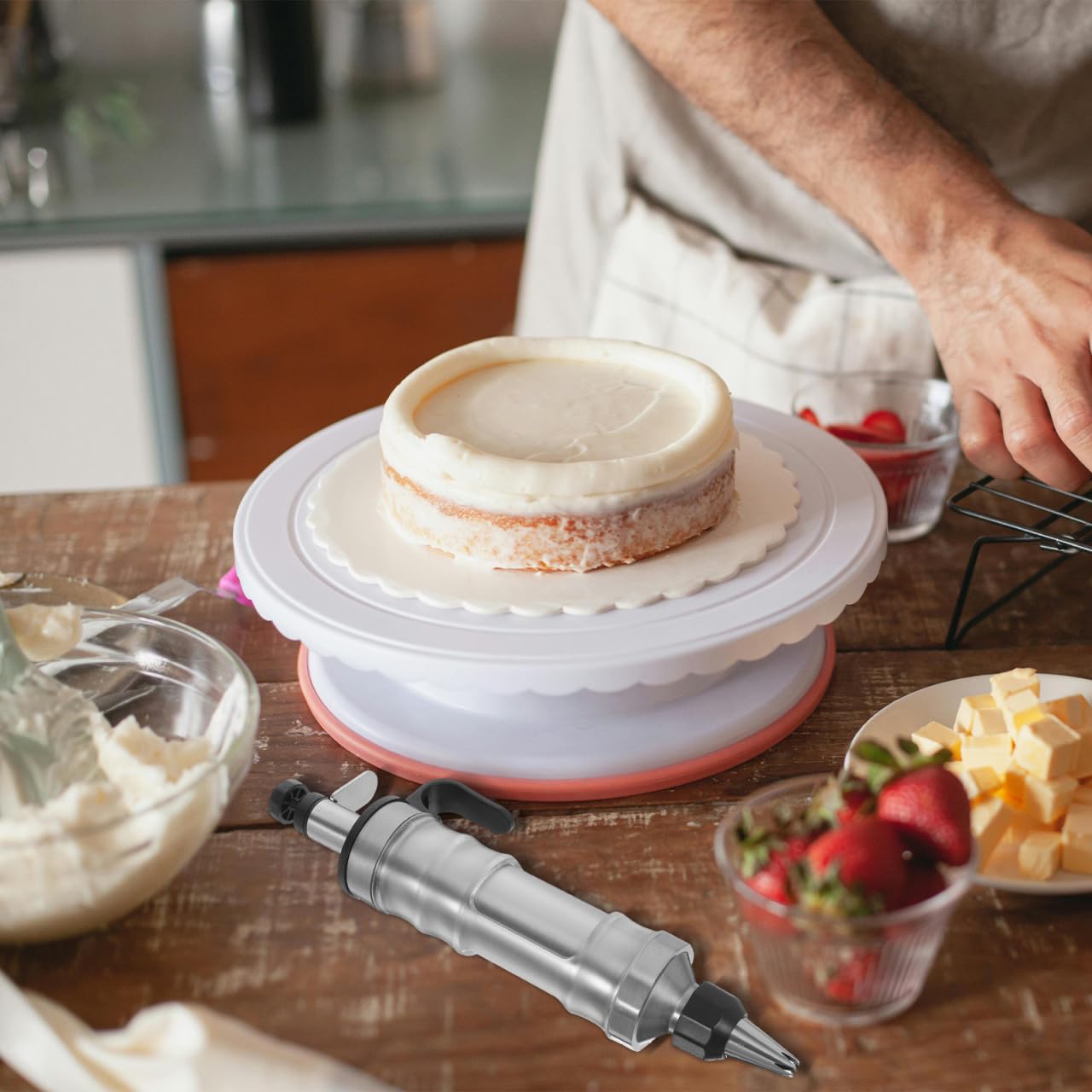 Edelstahl Backzubehör mit Ergonomischem Griff Praktisches Kuchenbackwerkzeug für Selbstgemacht Tortendeko und Dessertdekoration zu Hause