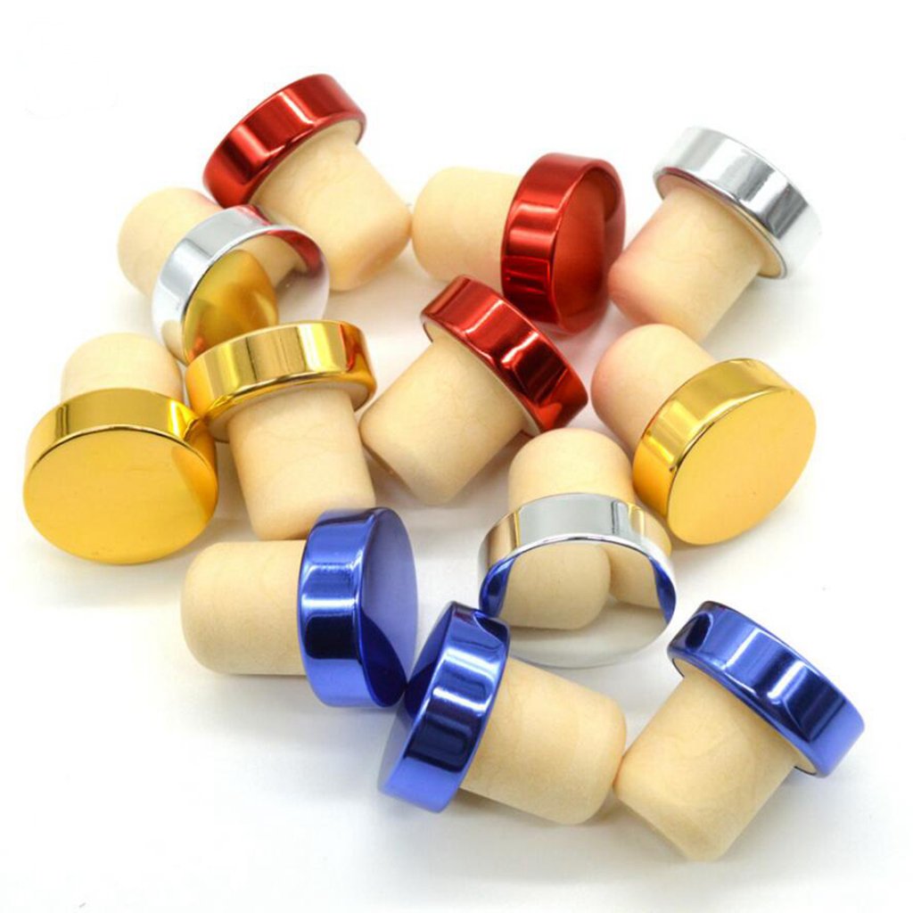 10 Set di 5 tappi per vino a forma di T in silicone tappo in sughero tappo per bottiglia argento
