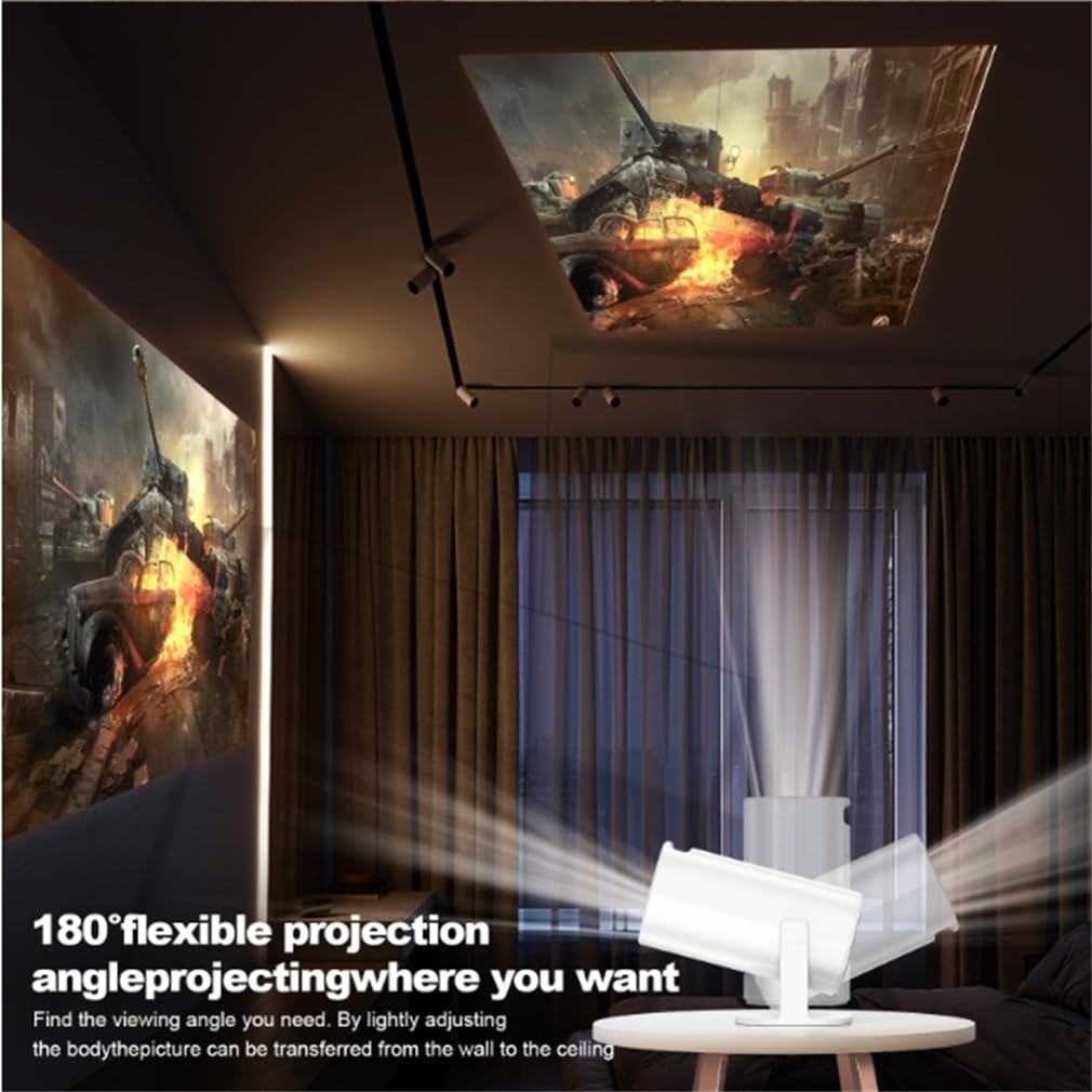 Proiettore Video Home Cinema Full HD 1080P, Proiettore Di Home Cinema Portatile Esterno, Proiettore Da Soffitto Auto Keystone per Smartphone Del Telefono