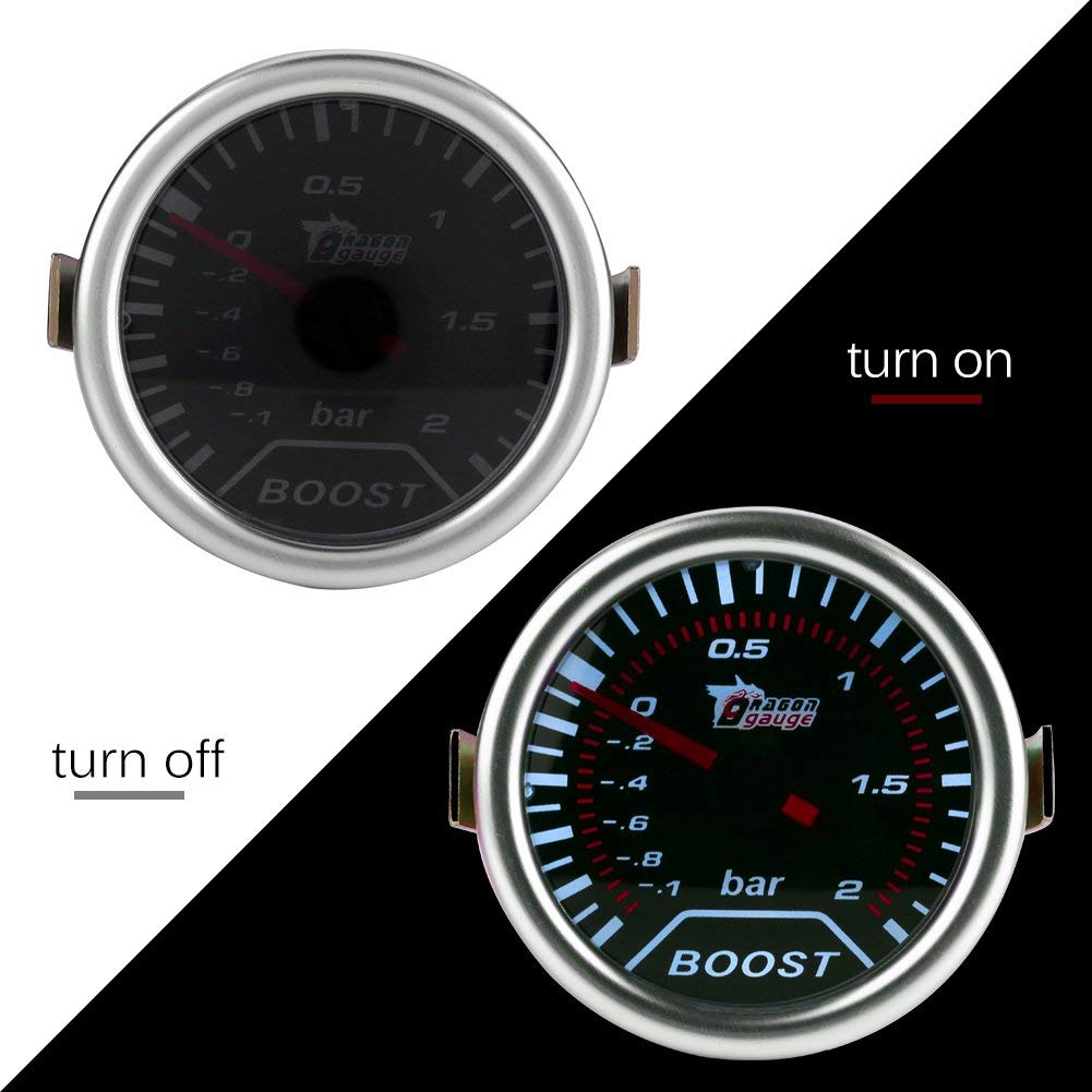 Dilwe Misuratore di manometro Turbo Universale 30 PSI - Calibro di Pressione di sovralimentazione con Tubo in PVC