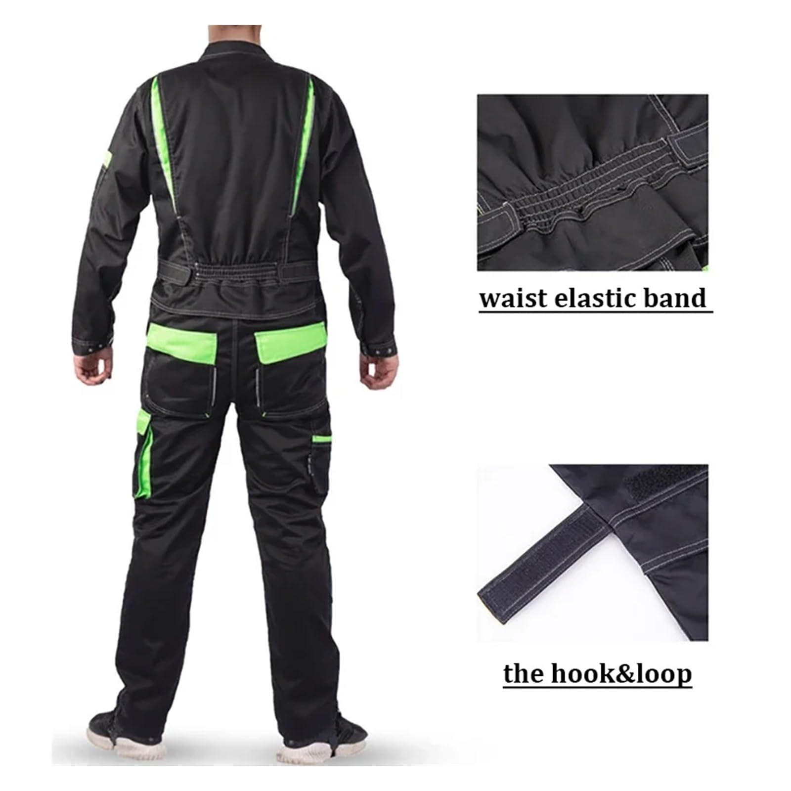 Tute da lavoro for uomo, uniformi for pittura, meccanici, costruttori, riparatori, abiti fabbrica, riflettenti notturni per Officine e Magazzini Meccanici(Black grey 2,XXL-180)