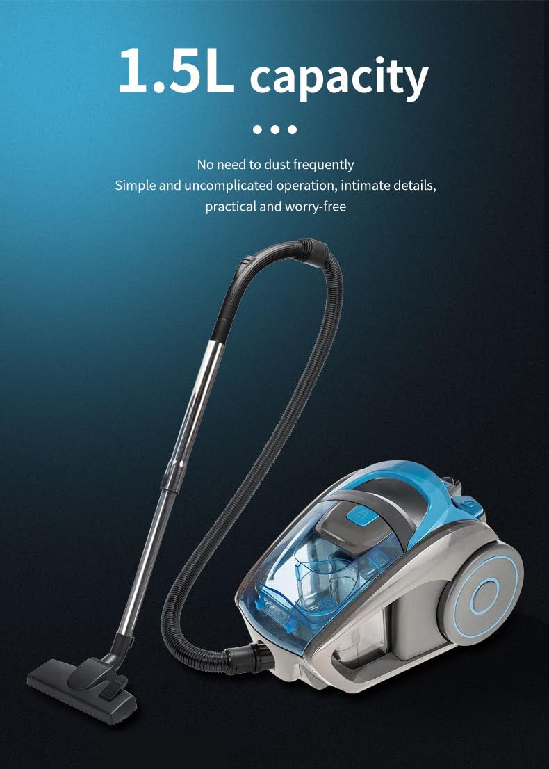 Aspirapolvere ciclonico a Cilindro Senza Sacco da 2800 W - Leggero e Silenzioso, Filtro HEPA, Tubo Estensibile, per Moquette e Pavimenti duri