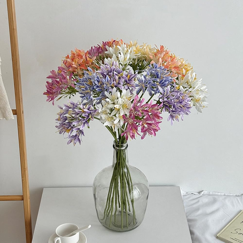 LIJUCAI 5 Pieces Artificial Multicolor Flower Stems Faux Flowers for Home Decor Wedding Centerpieces Vase Arrangements,A