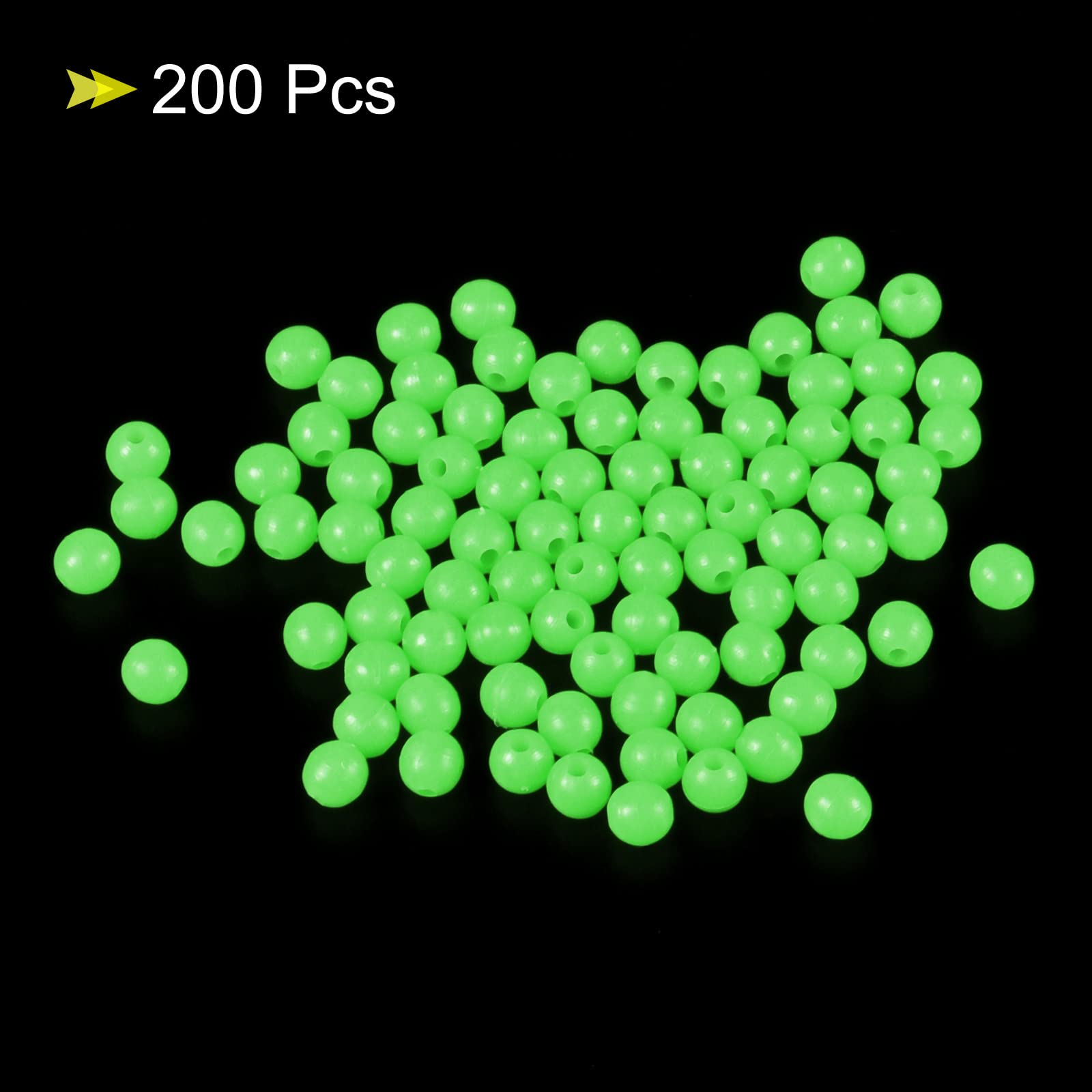 PATIKIL 5mm Luminous Fishing Beads, 200 Pieces Soft Plastic Glow Fishing Bait Eggs Rig Bead Tackle Tool Round, Green - Image 3