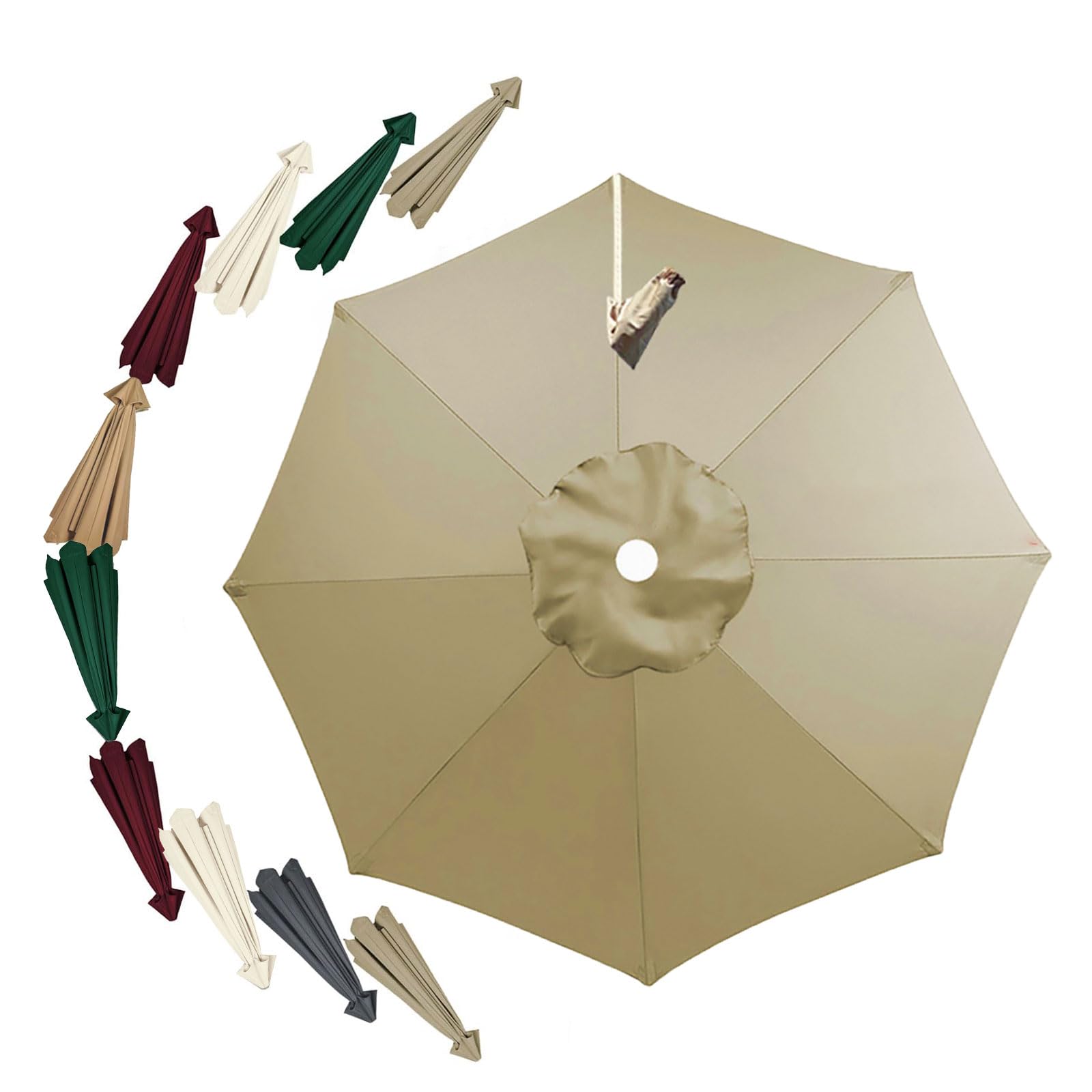 Kdqrmvv Khaki 3.0M Cantilever Parasol Replacement Canopy 8Ribs Round