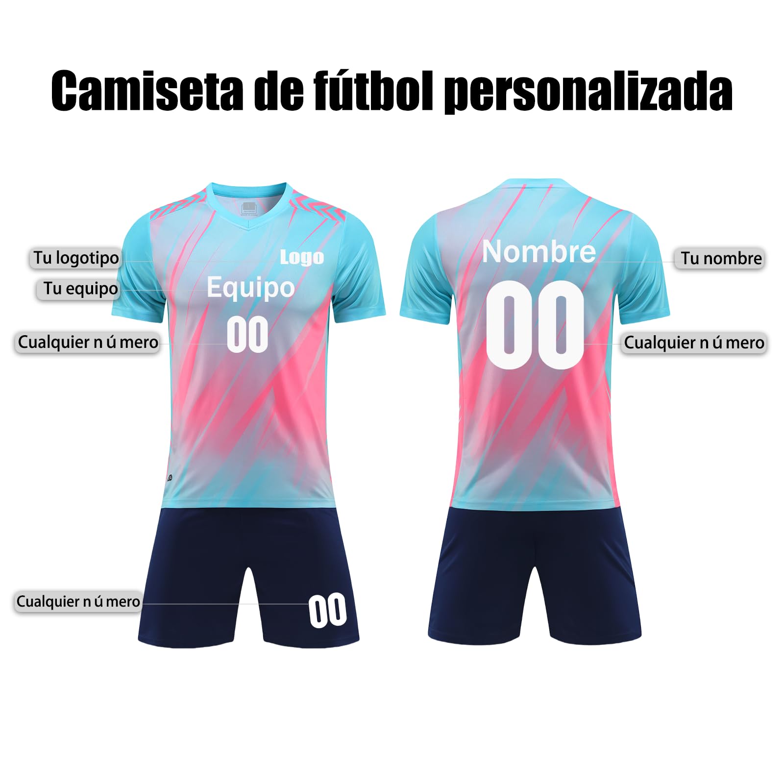 OPUTWDF Equipacion Futbol Niños Personalizada Camisetas Futbol Niño con Tu Nombre y Número Equipación