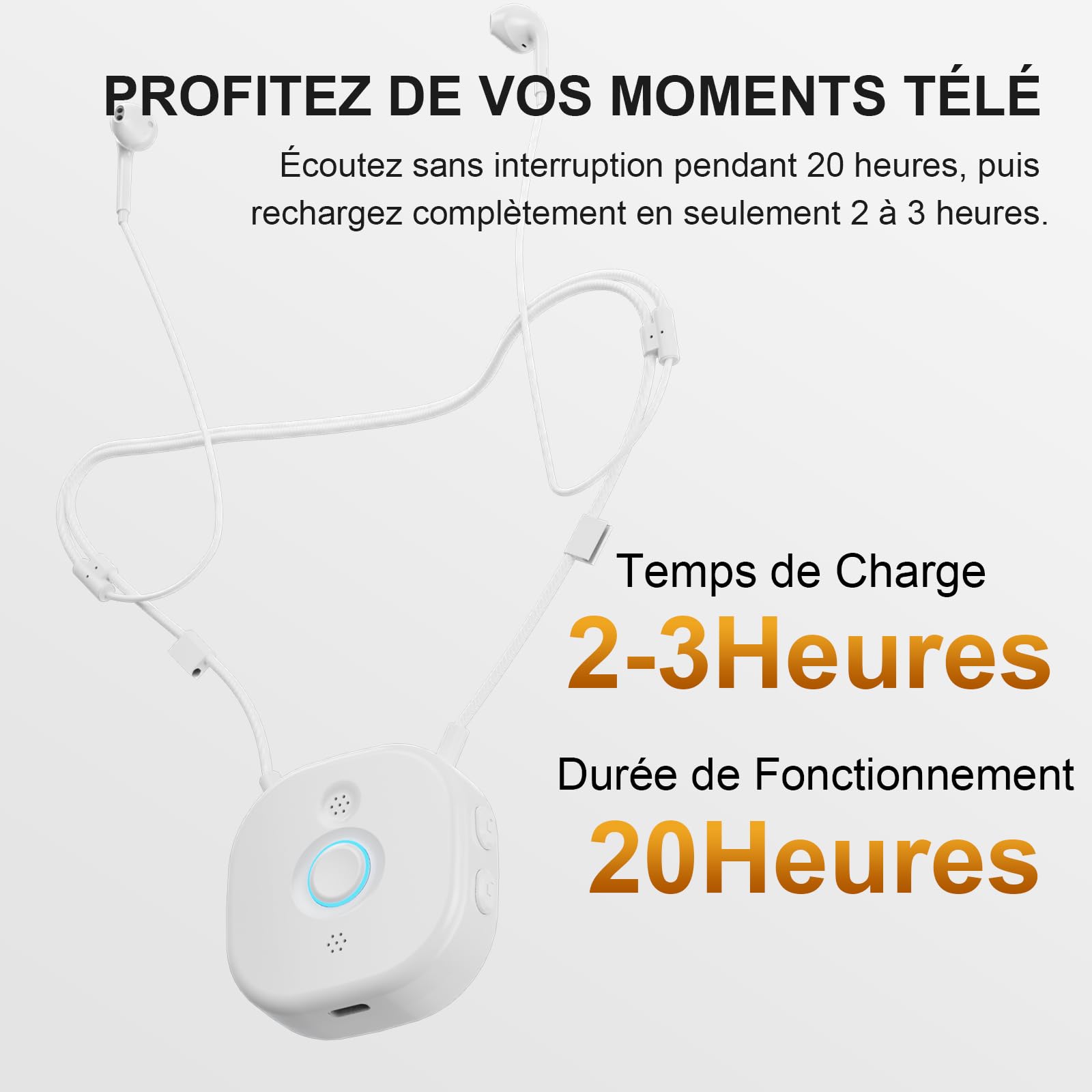 PROW Casque Audio TV sans Fil pour Seniors et Malentendants, TV Semi-Intra avec Réglage de Volume L/R Indépendant, Gros Boutons, Léger, Assistance USB/Optique/RCA/3.5mm Sortie pour la Plupart des TVs