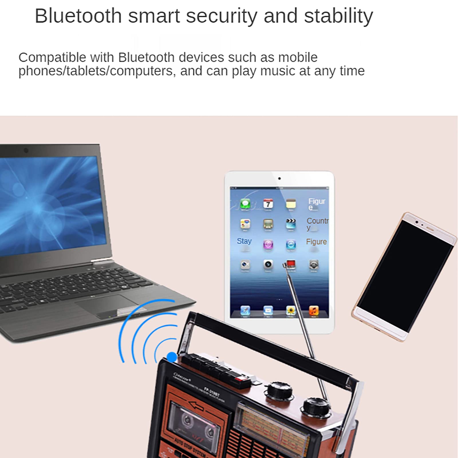 Cassette de Radio Retro, Radio grabadora de Cinta Retro, Reproductor de Cinta, Reproductor de Bluetooth, transcripción de Disco U Bluetooth inalámbrico para Estudiantes Mayores de Banda complet