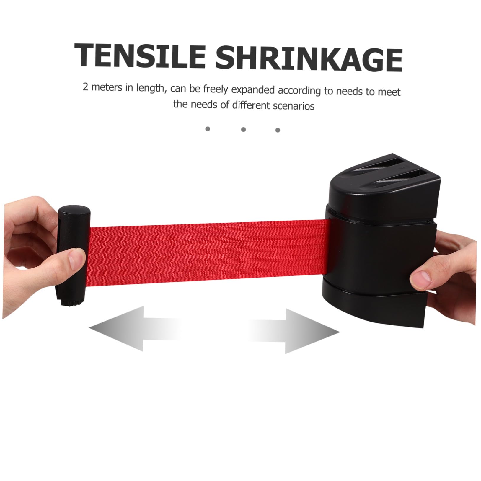 Cinta De Barrera Retráctil para Montaje En Pared: Correa De Seguridad Flexible Y Resistente A Impactos De Color Negro para Control De Multitudes, Gestión De Eventos Y Seguridad En