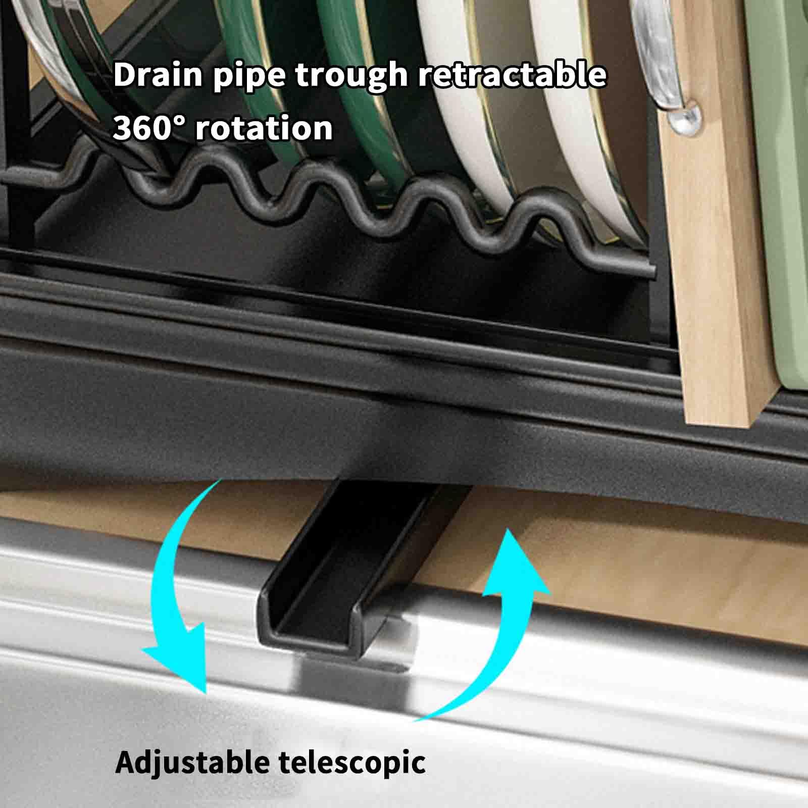 Escurreplatos Sobre Fregadero Escurridor Fregadero Escurridor De Platos Escurre Platos Para Muebles De Cocina Estante De Almacenamiento De Cocina Con Tubo De Drenaje (black,30x17x21cm)
