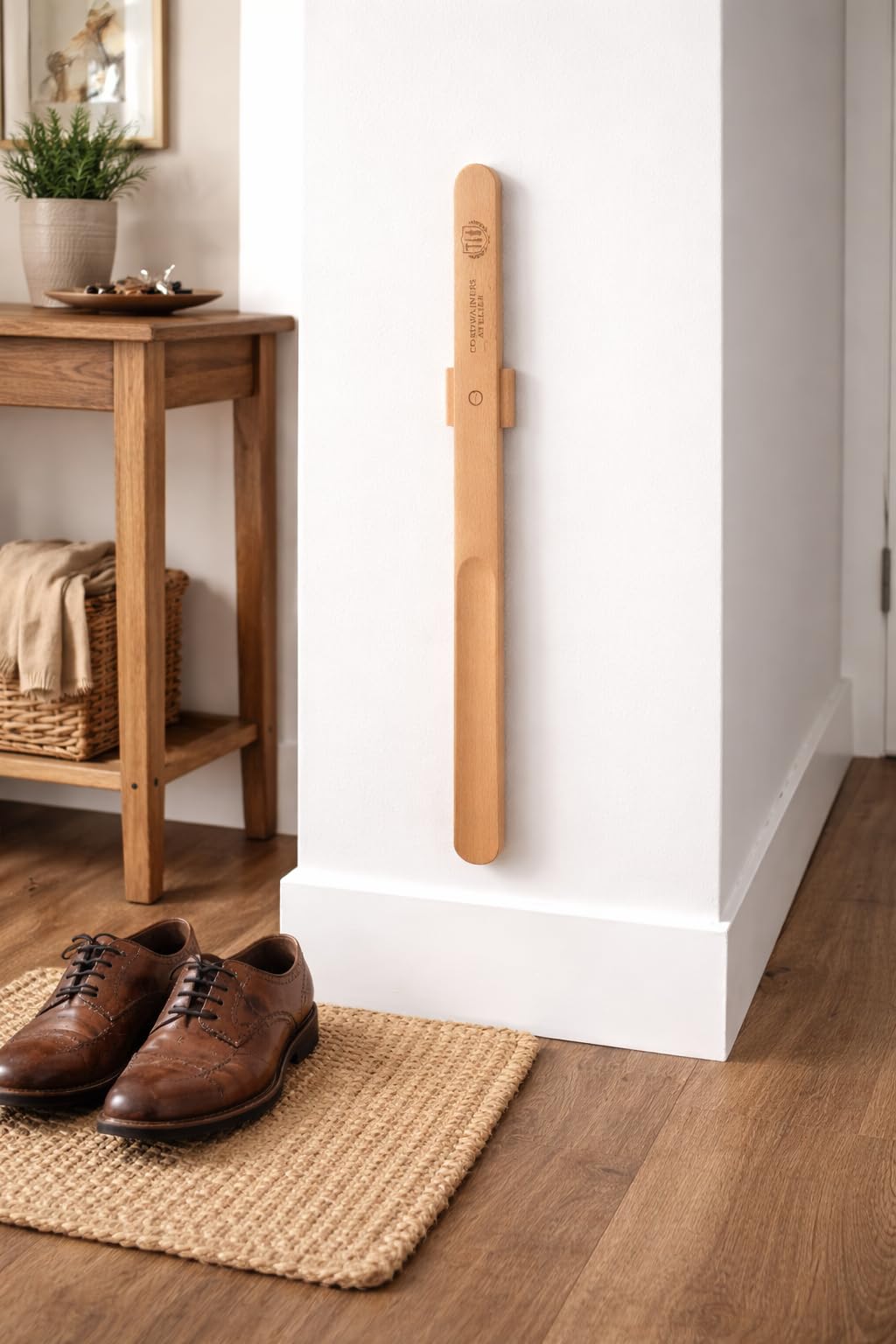 Wall mounted Magnetic wood shoe horn, 55CM or 70CM long, real wood, Shoe helper for Elderly - Cordwainers Atelier - 4