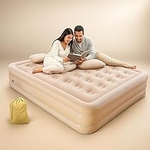 Inflatable Bed - Inflatable Elevated Air Bed with Built in Pump, Soft Flocked Top, Ergonomic Support, Portable & Compact for Home, Travel, Camping & Guests (Double Bed)(200 * 150 * 40 CM)