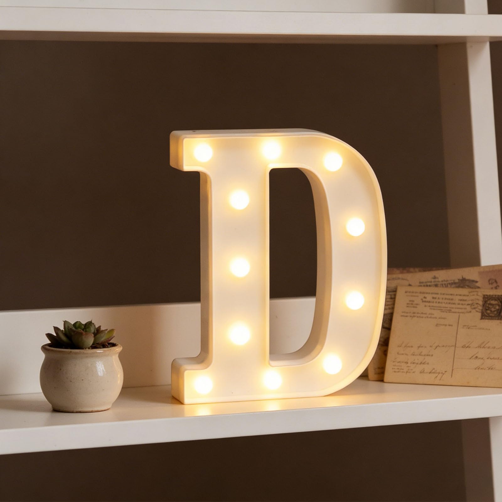 shulovehua LED Light Up Marquee Letters, Battery Powered Decorative LED Letter Lights, Alphabet Light Up Letters for Festival Party Carnival Stage Backdrop Store Opening (Letter D 6.58"x8.86"x1.63")