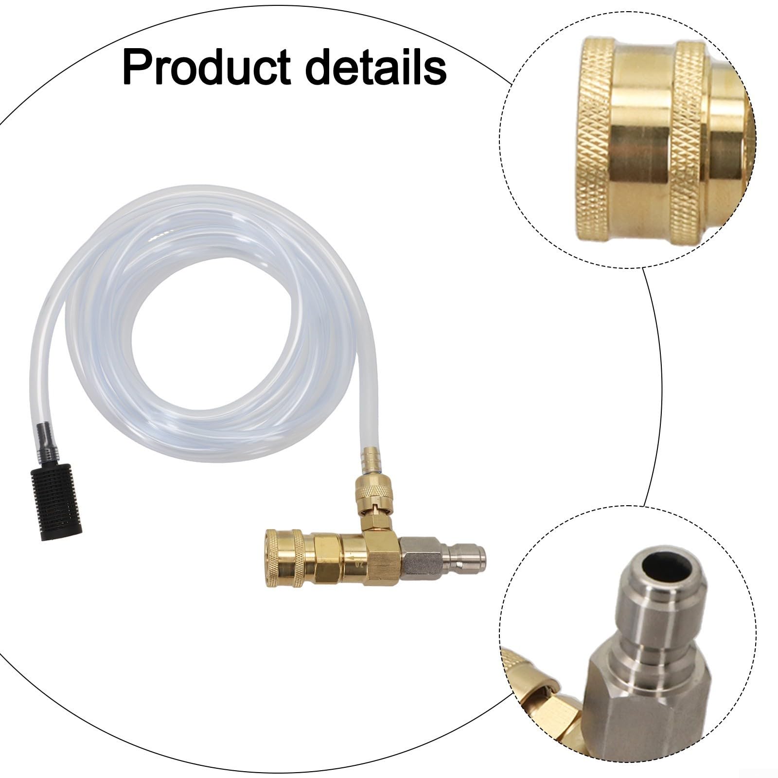 Kit de inyector de jabón para lavadora a presión con válvula dosificadora, conexión rápida de 3/8 pulgadas, 4000 PSI máximo para aplicación descendente