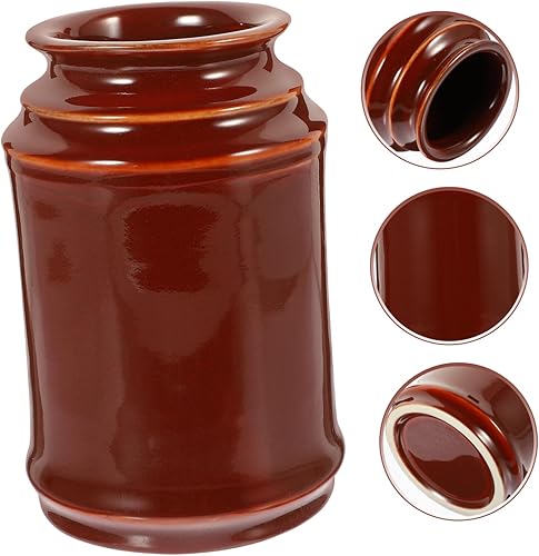 Miniatura 5 de HEMOTON Tarro de almacenamiento de cubiertos, accesorios de mesa, jarrón de cerámica, tarro de masa madre, caja de cubiertos de vidrio de 4 onzas