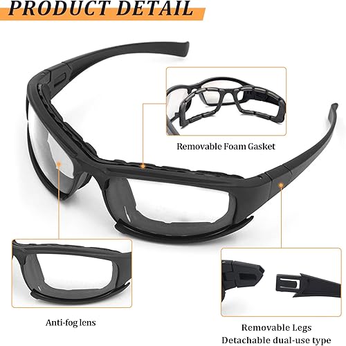 Miniatura 2 de ALWAYSUV Gafas de seguridad para disparar, antivaho y resistentes a los arañazos y protección contra los rayos UV, gafas militares de protección