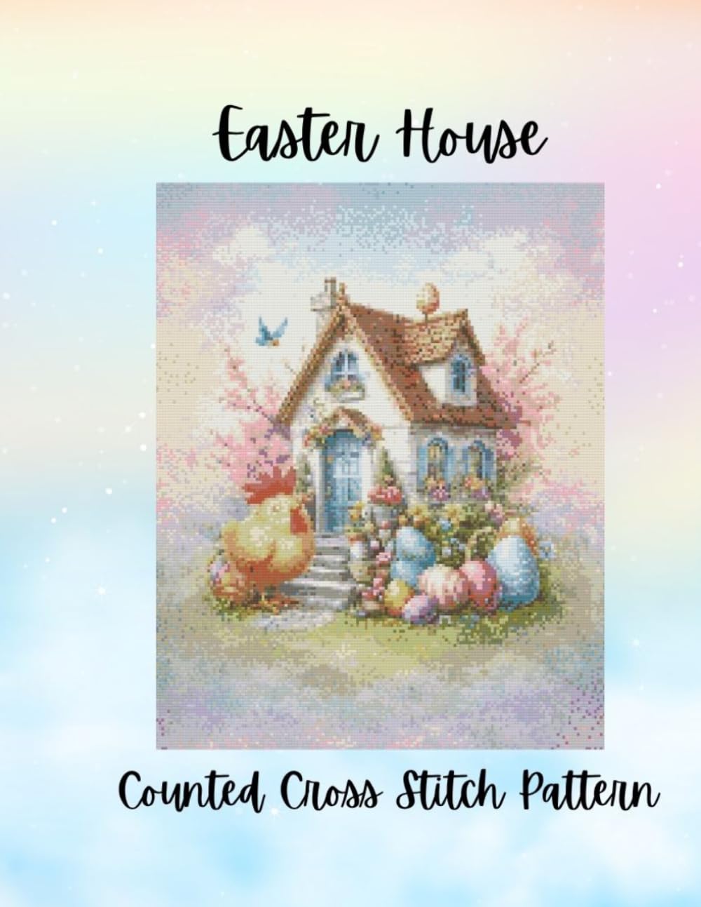 Easter Egg House: Pastel Spring Counted Cross Stitch Pattern