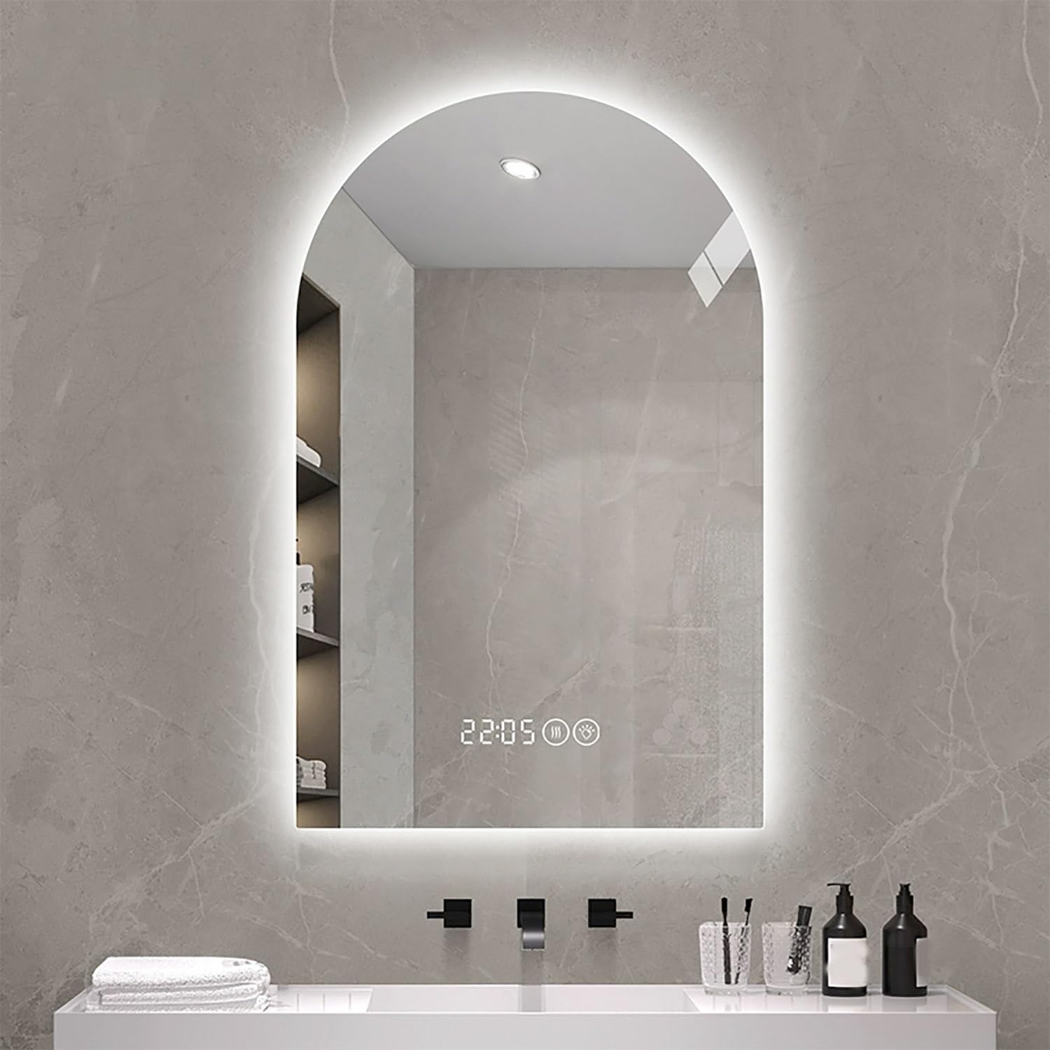 WQZzjm LED Backlit Vanity Mirror, 36/48" Bathroom Mirror with Touch Switch, 3 Color Temperatures, AntiFog, Dimmable, WallMounted Decorative Mirror, 51" (Upright 50X80cm)