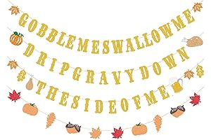 Gobble Me Swallow Me Gold Glitter Thanksgiving Banner