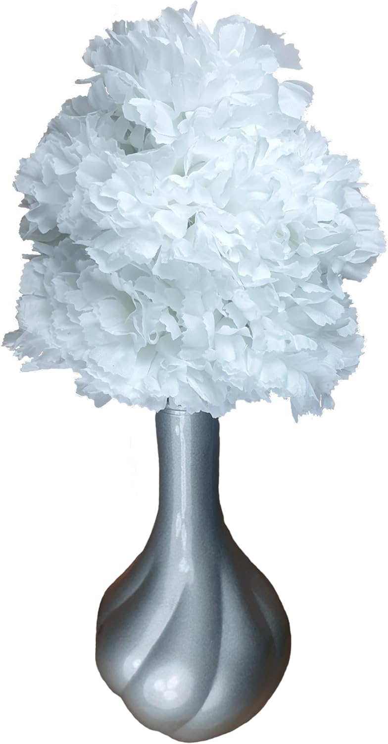 Flourish 792725-Mini Swirl Vase with Artificial Flower Arrangement-Black/White-32cm, Unique, Black/Silver