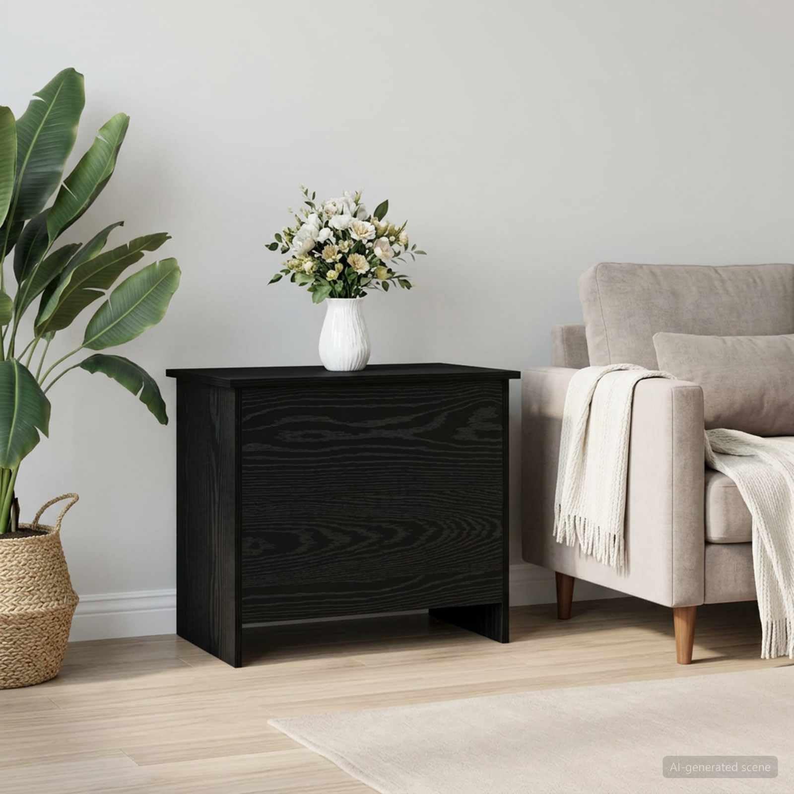 Aufbewahrungstruhe Schwarze Eiche 60x40x50 cm Holzwerkstoff | Rechteckiges Design, viel Stauraum für Kleidung und Bücher, einfache Montage, pflegeleicht mit feuchtem Tuch