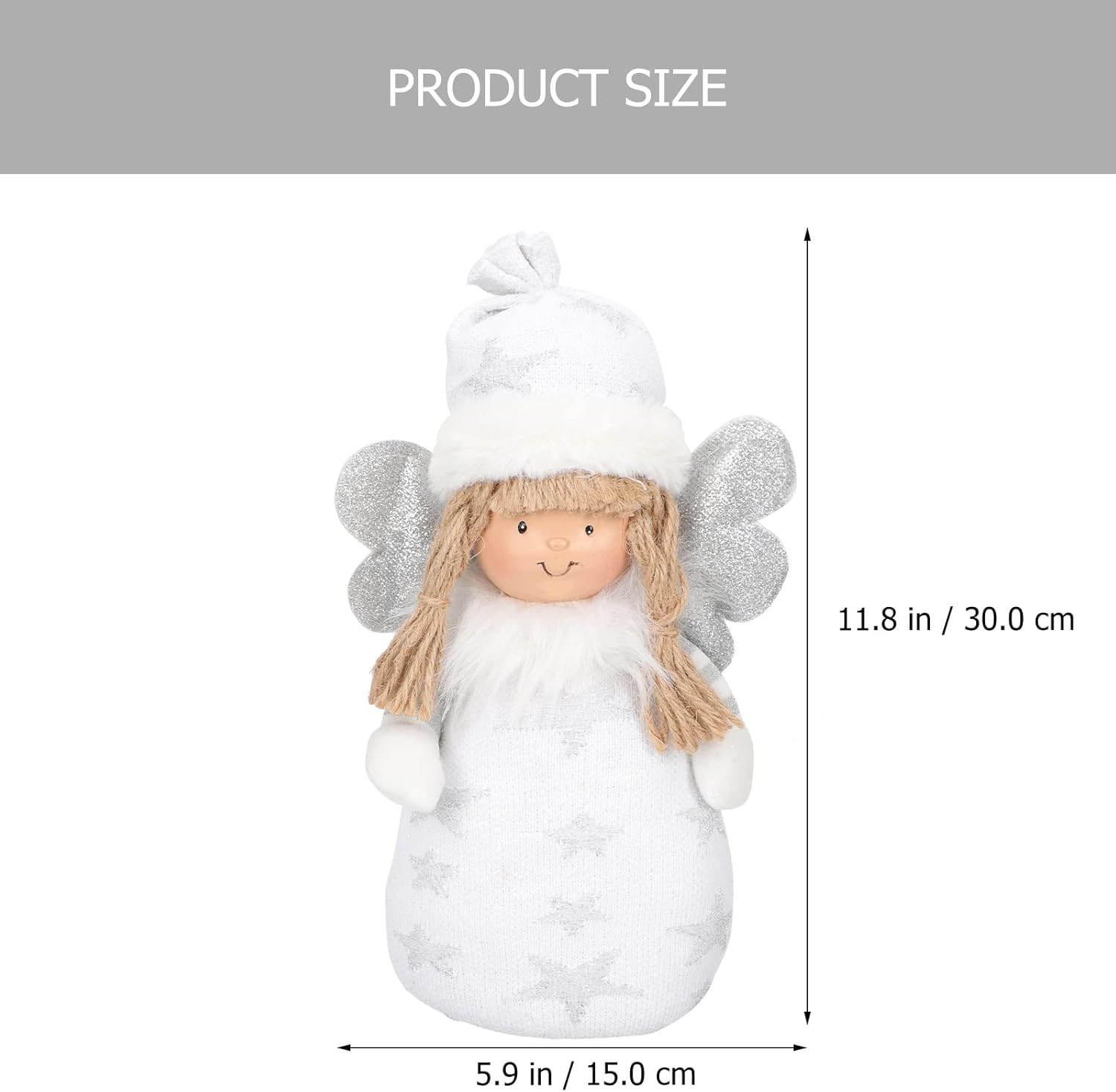 LUOZZY 2pcs Christmas Angel Doll Ornament with Golden and Silver Wings for Home Holiday Decorations