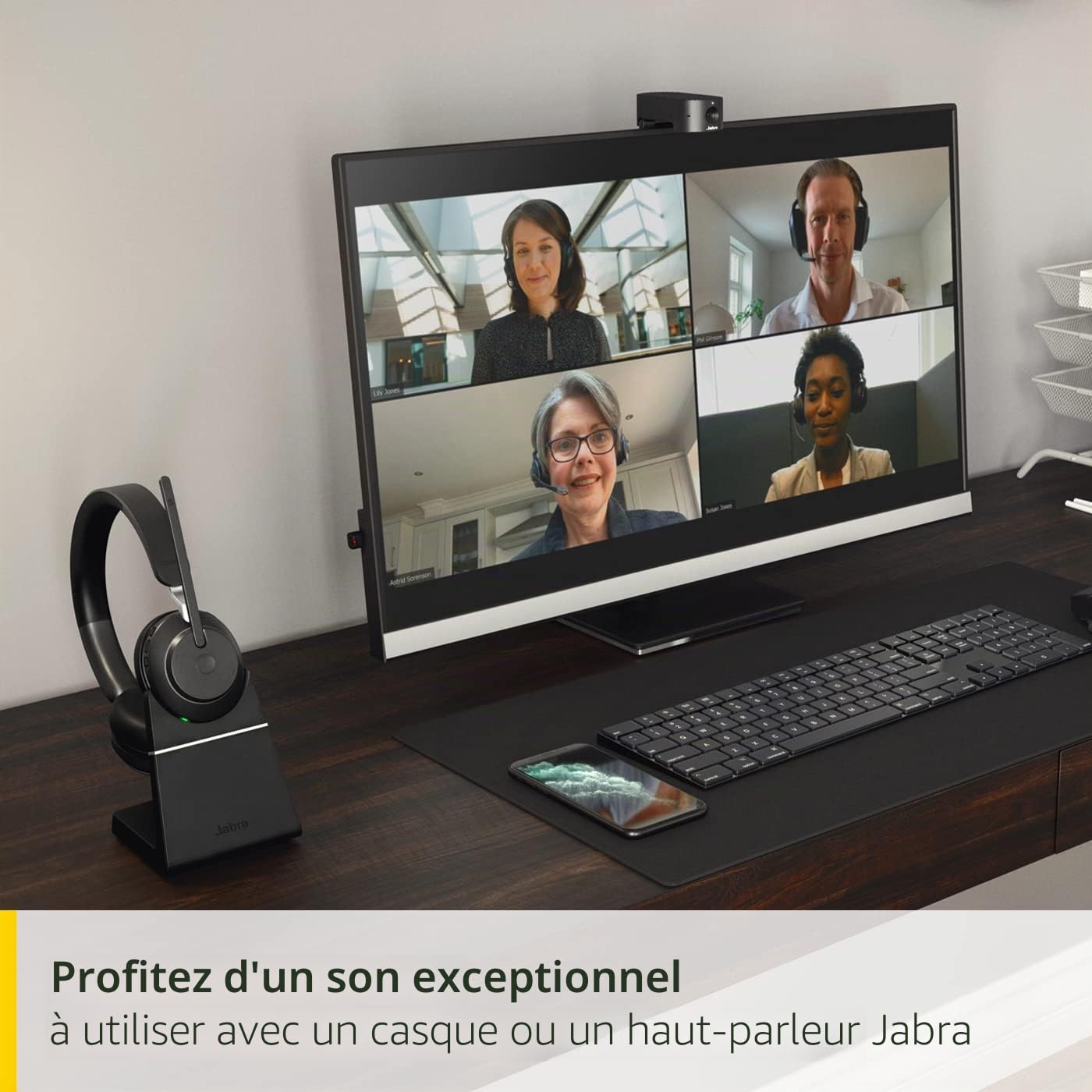 Jabra PanaCast 20 Caméra de Visioconférence 4K Webcam Ultra-HD IA Plug & Play