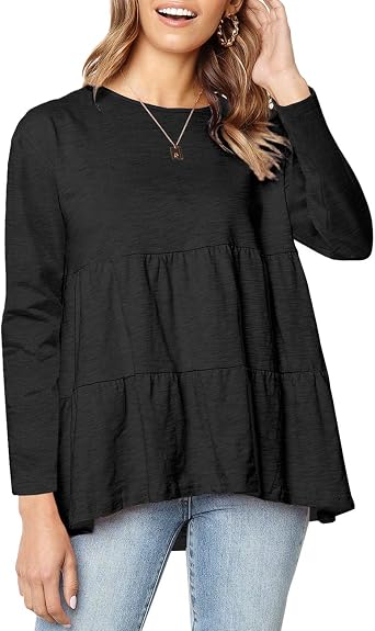 Kimiee Women's Long Sleeve Peplum Tops 