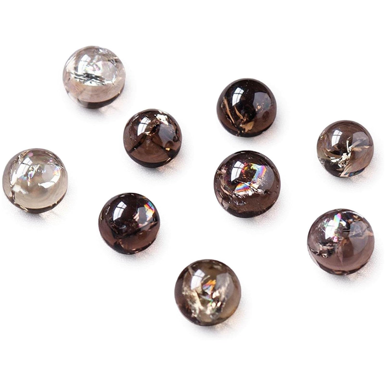 Sphère de Boule de Cristal Naturelle Quartz Fumé 10 Sphères pour La Fabrication de Bijoux à Faire Soi-même, Reiki, Guérison énergétique, Méditation, Pierres de Palmier,25-28mm