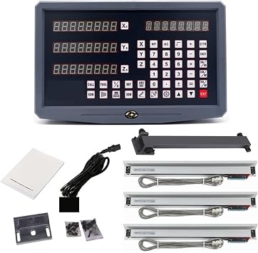 Linear Encoder, SNS-3V Milling Lathe Machine DRO Digital Readout Kit AC110/220 And 3 Pieces 0-1000mm Linear Scale Displacement Encoder,for Milling Machines LathesSNS-3V complete kit