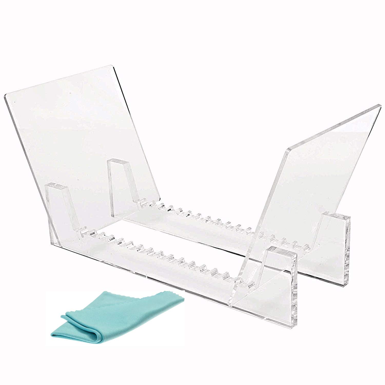 Vinyl Record Holder Acrylic Stand - Premium Crystal Clear LP Rack by Record-Happy holds up to 50 Album Lp's Functional Rack Design Perfect for 12â€? or 7â€? Singles