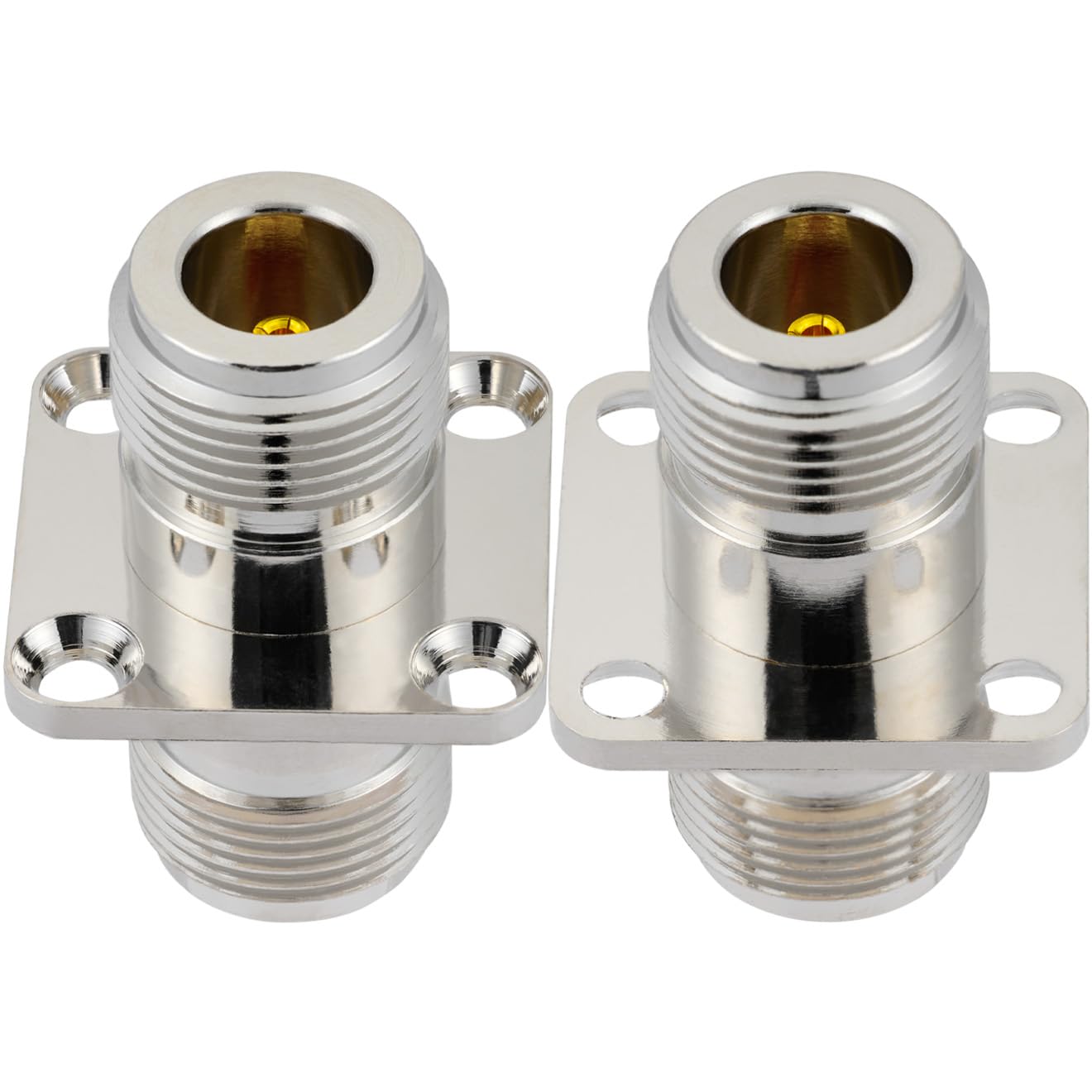 POBADY 2PCS N Female to N Female 4 Holes Flange Panel Mount Adapter 50 Ohm N 4 Holes Flange Chassis Mount Solder Connector for Radio Antenna Coax Cable