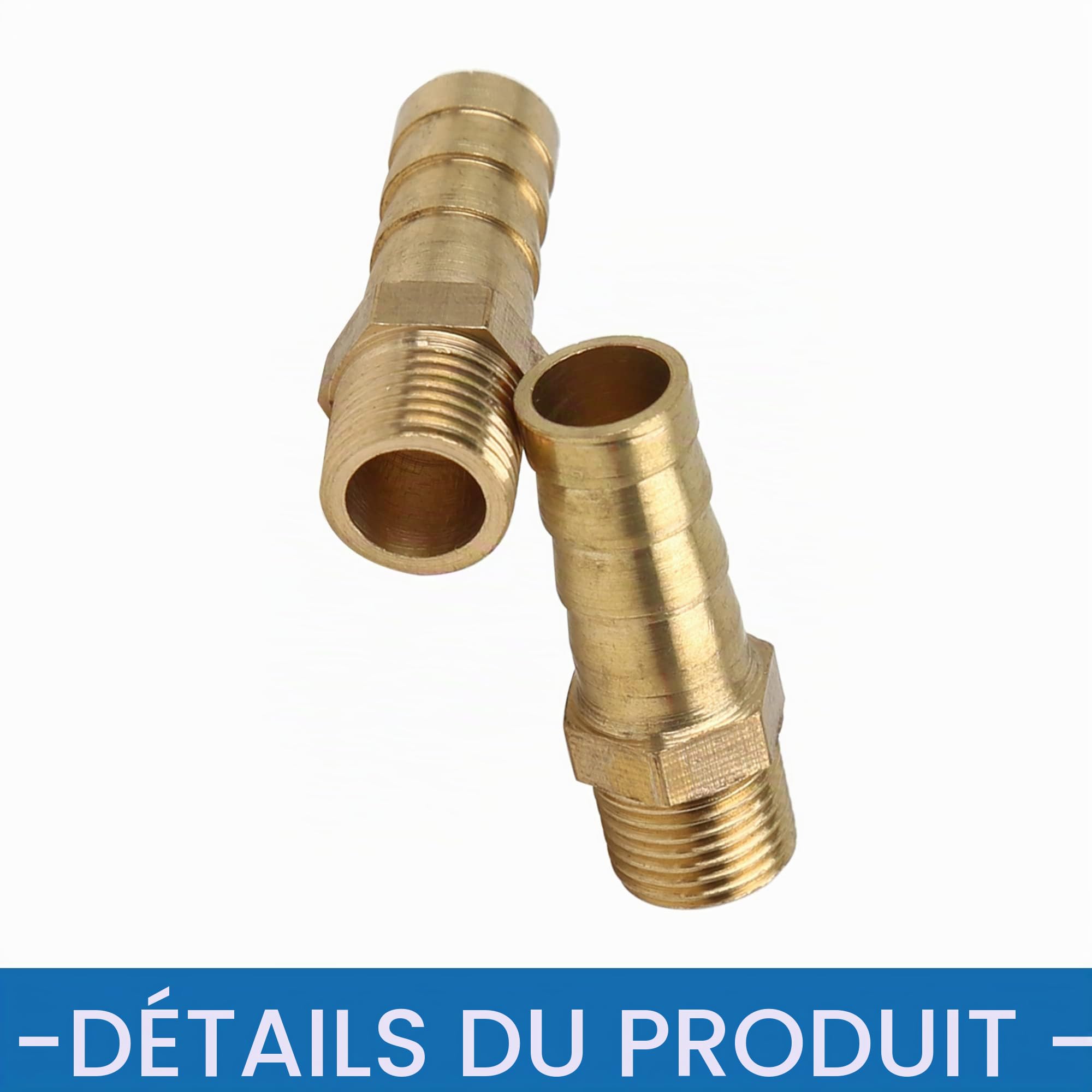 A ABSOPRO Laiton Tuyau Barbillon Raccord 8mm ID x 1/8" NPT Mâle Connecteur (Ensemble de 5)
