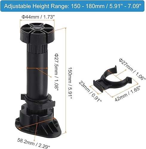 Miniatura 2 de uxcell Patas ajustables, 4 piezas de 1.732 x 5.906 in  Pie nivelador de muebles, patas gruesas y delgadas marco de soporte para cama, sofá, mesa de