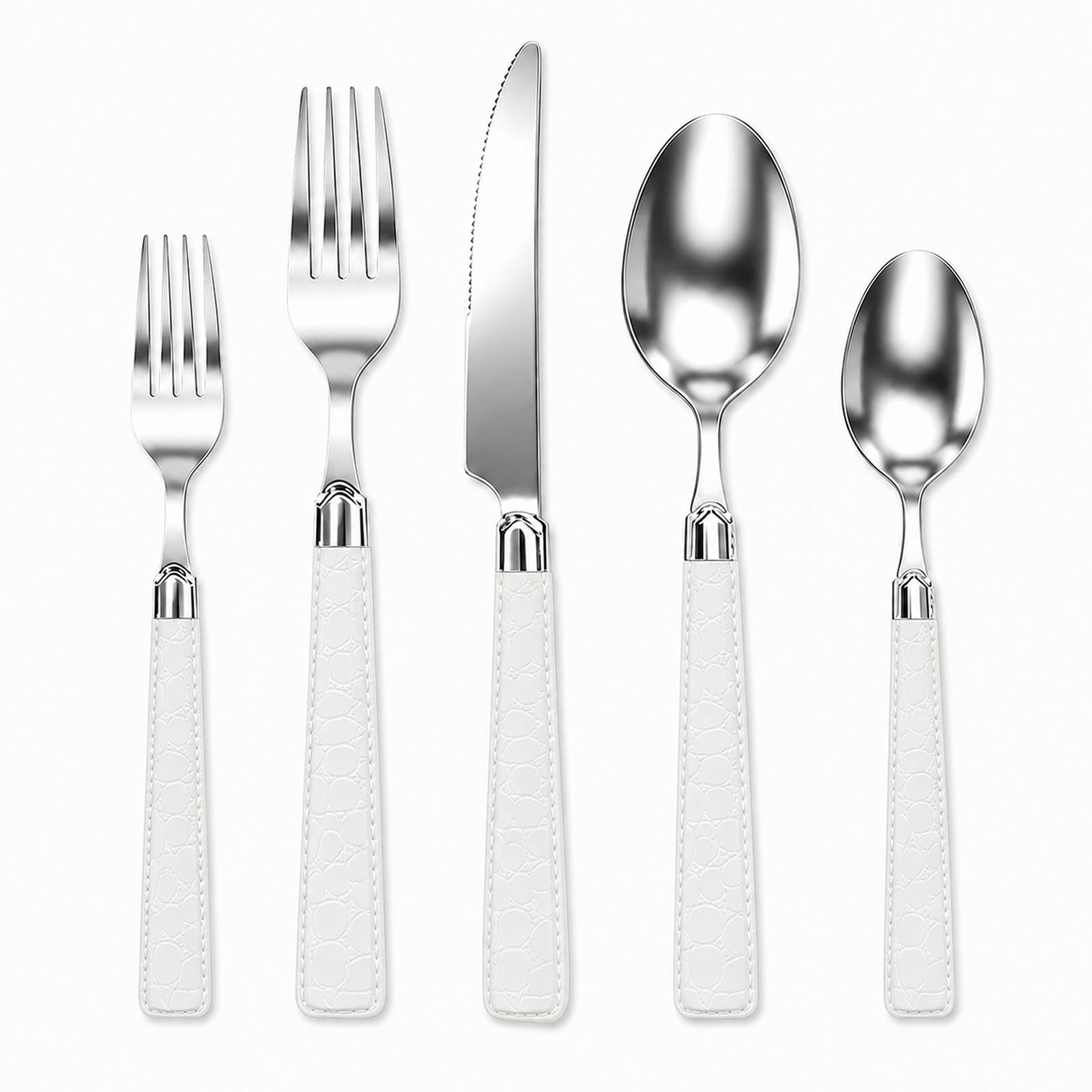 Besteckset Besteck Set, 18/0 Edelstahl, Inklusive Messer, Gabel, Löffel (Weiß,30pcs)