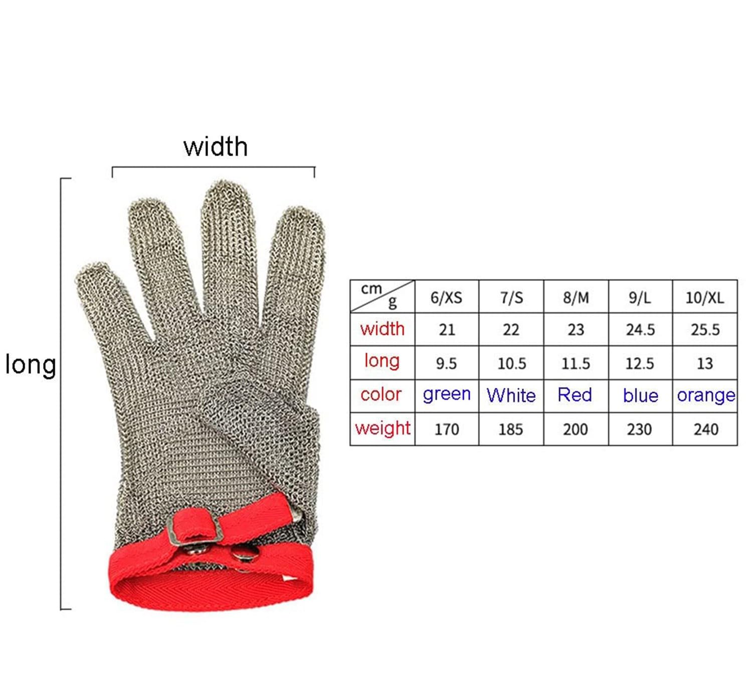 Schnittschutz-Handschuhe, Schnittschutz Stichfester Fleischerhandschuh Aus Rostfreiem Stahl Mit Metallgitter, Schnittfeste Handschuhe, Kettenhandschuh Metzger, Handschuhe Küche