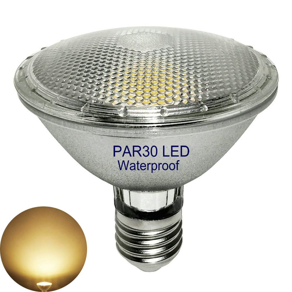 12W PAR30 LED Glas Reflektor Lampe,Warmweiß,Wasserdicht,Innen und Außenbereich,Nicht Dimmbar,Warmweiss 3000K,E27 LED Strahler Licht,Flutlicht Glühbirne(Ersetzt 70W-100W Halogen)