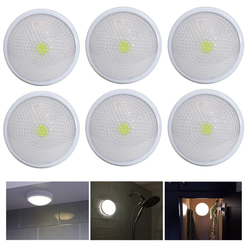 AllTopBargains 6 Pack LED Touch Night Lights Closet Counter Tap Lamps Battery Powered Emergency