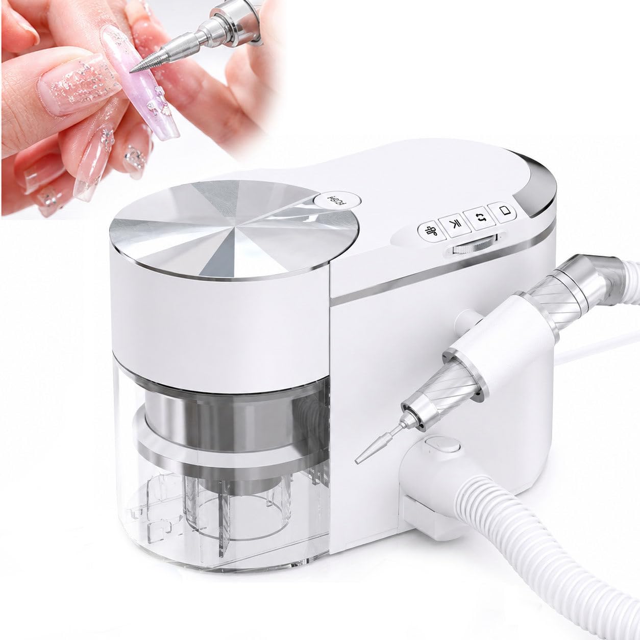 Frezarka Do Paznokci I Urządzenie Do Manicure,Elektryczny Zestaw Do Odkurzania I Wiertarki Do Paznokci,Bardzo Cichy Poniżej 68 Db,Wąż Przedłużający,Do Salonów Jubilerskich