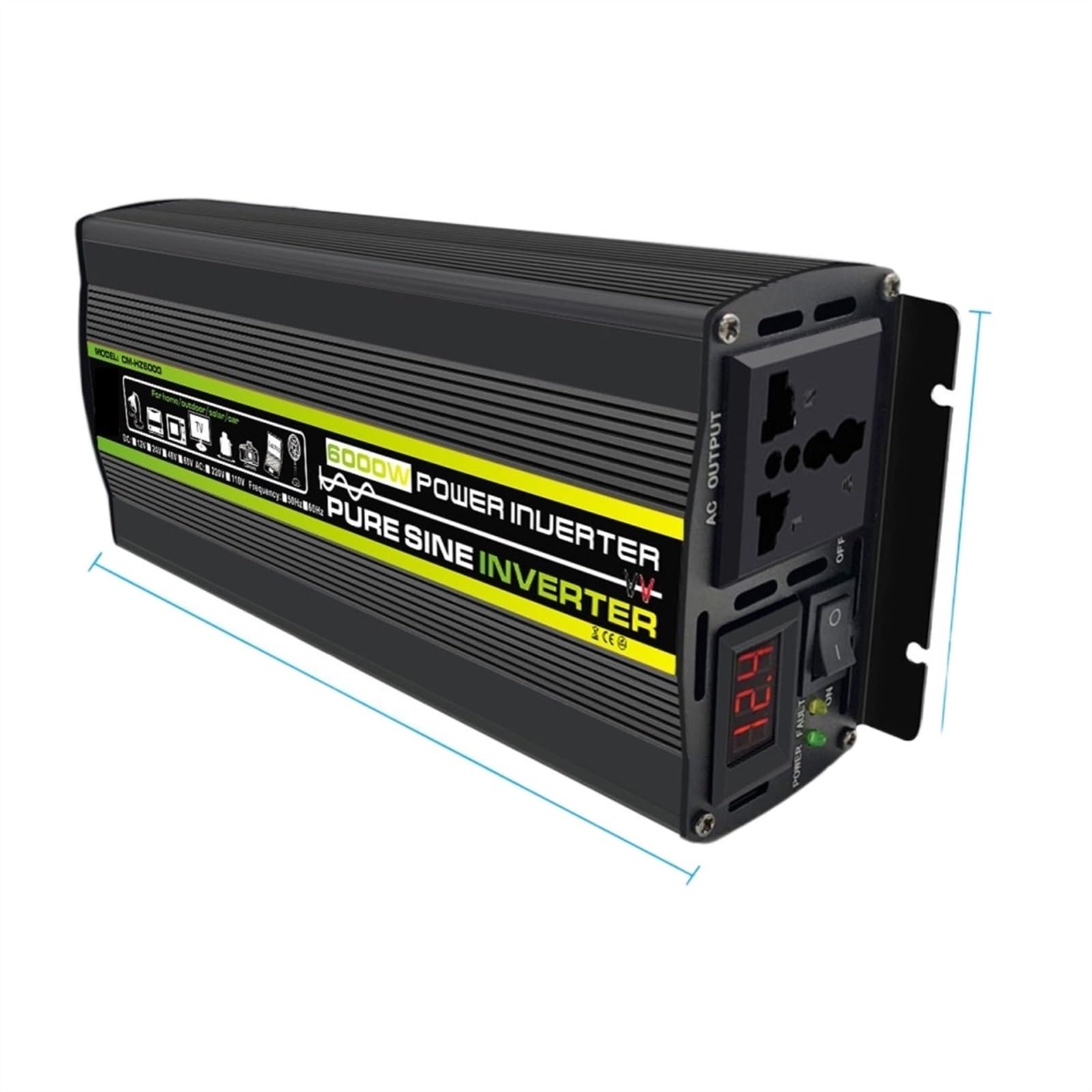 CUDTAPI Pure Sine Wave Inverter 8000W LED Display Inverter 12V/24V 110/220 Portable Power Bank Converter Solar Car Converter(Pure sine wave 6000W,38)