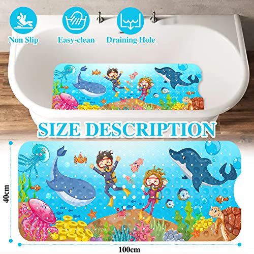 Miniatura 2 de Mooing Alfombra De Bañera Antideslizante Infantil, 100 X 40 Cm Alfombra De Ducha Para Bebe Con 200 Ventosas Fuertes, Tema Marino