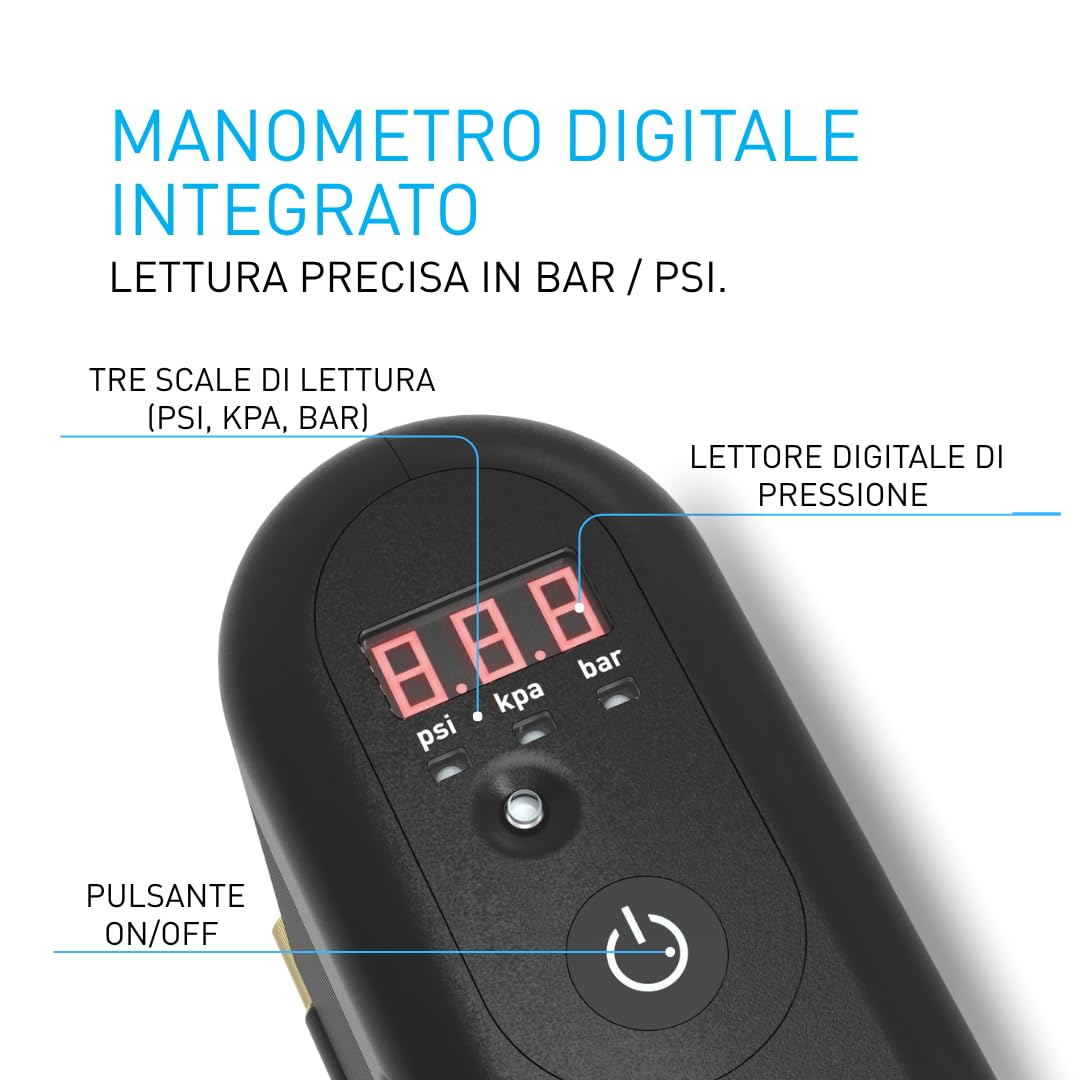 Fix&Go MICROAIR – Kit Riparazione Pneumatici Moto 12V con Compressore Portatile e Sigillante Ecologico – Per Moto, Scooter, Quad e ATV – Compatibile con TPMS