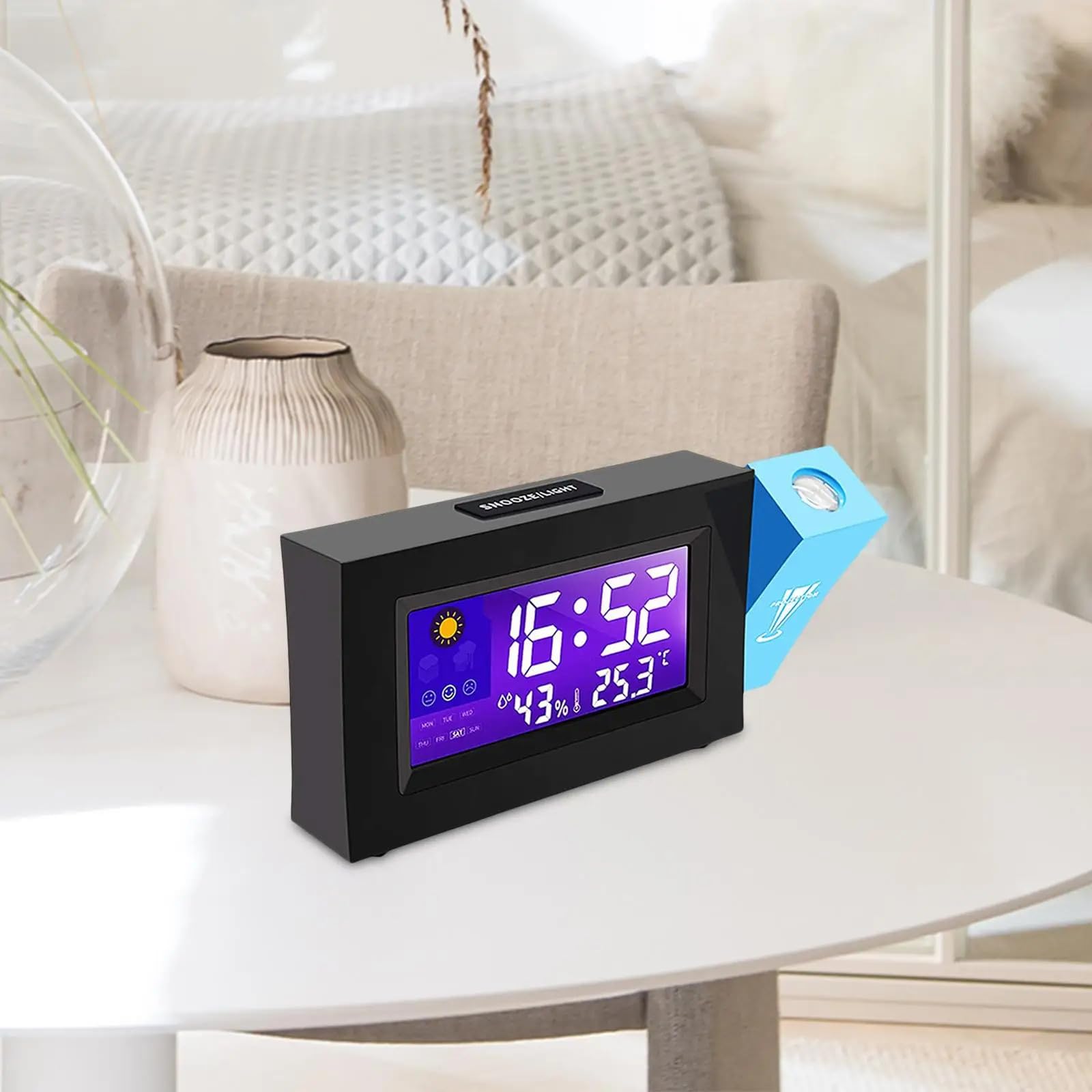 Orologio a proiezione, sveglia con proiezione con cavo di ricarica, allarme digitale per comodino, casa, ufficio