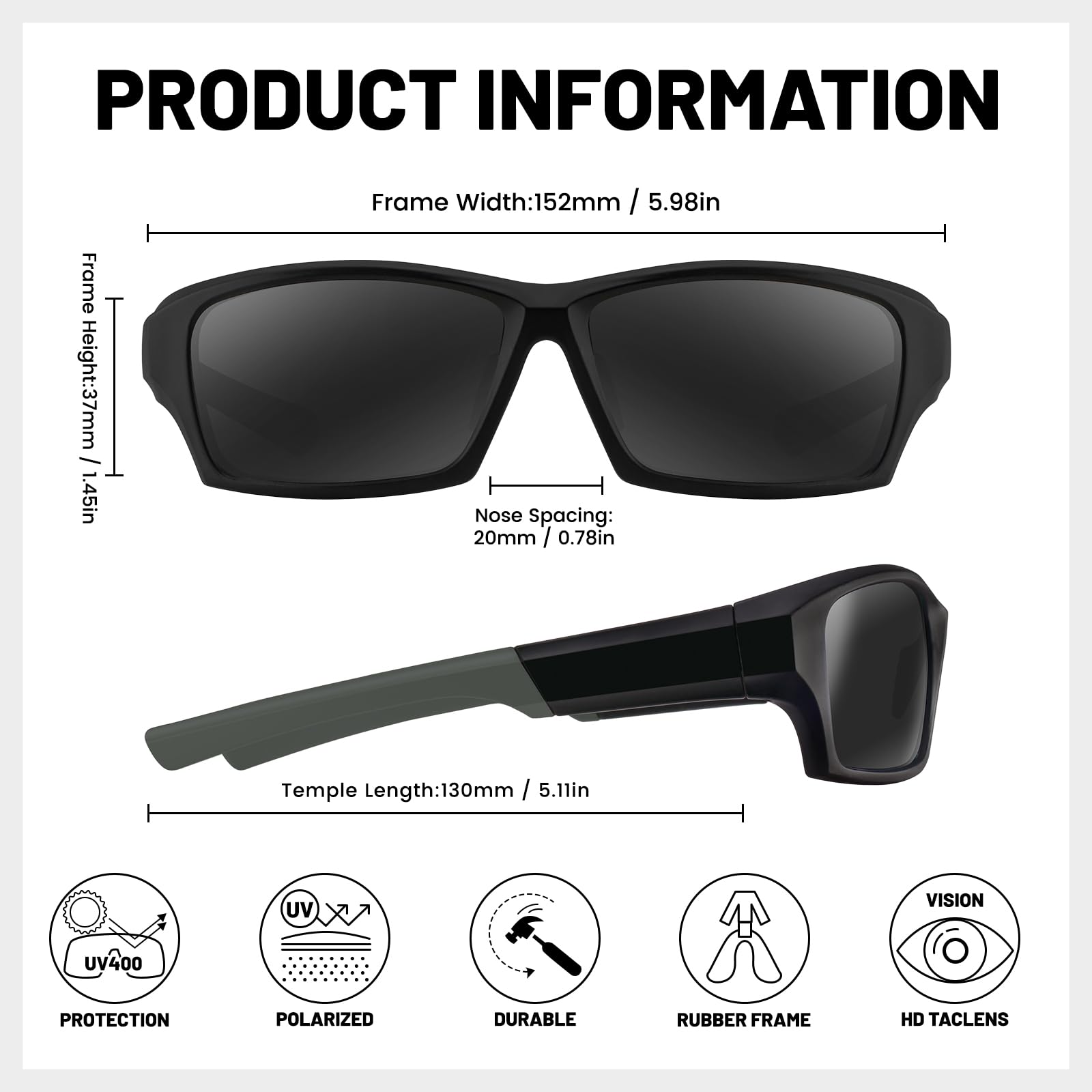 Occhiali da sole sportivi polarizzati per uomo e donna, per guida, pesca, ciclismo, mountain bike, protezione UV400