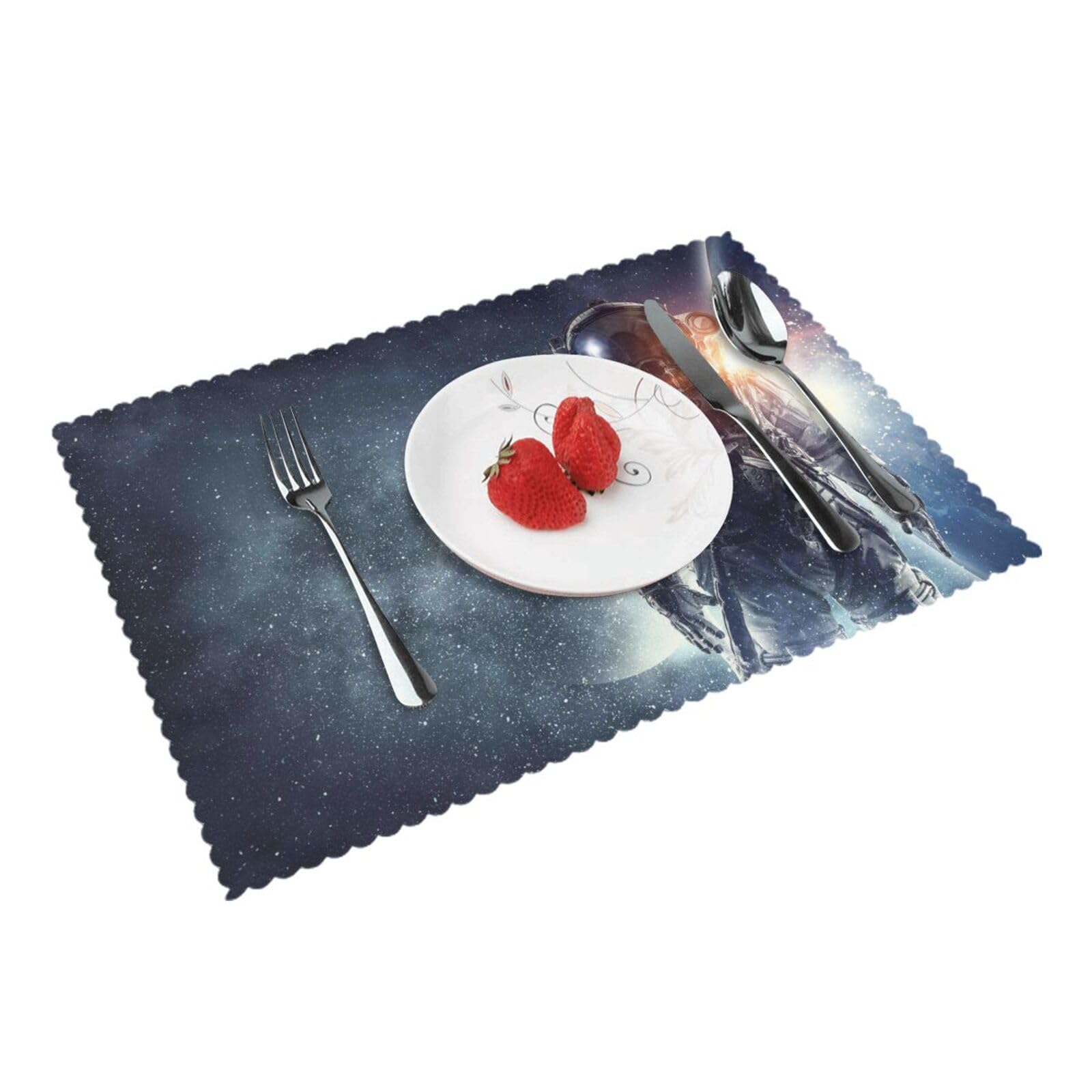 Space astronaut Printed Placemats Set of 4 PCS Washable Placemat for Kitchen Table Heat-resistant Table Mats 45x30 CM