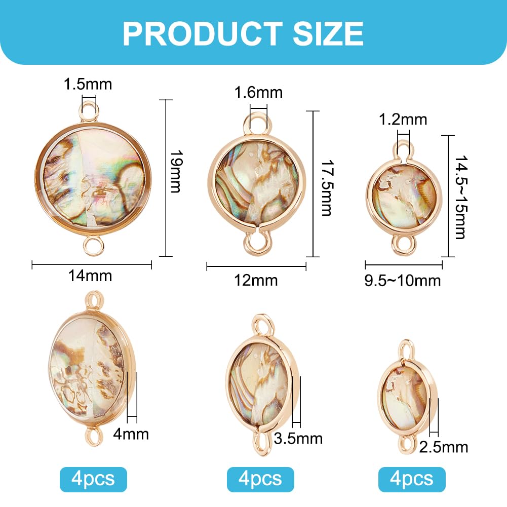 Beebeecraft 1 Scatola 6 Pezzi Ciondoli Conchiglia Abalone Ciondoli Ovali Conchiglia Paua con Ciondoli Colorati Sole Placcati Oro 18K per Orecchini Collana Creazione Gioielli Fai da Te