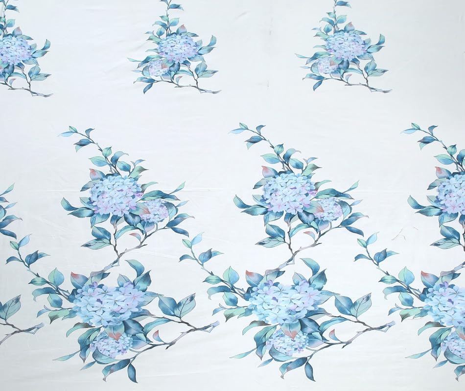 Image of NHD HOME Premium Cotton Elastic Fitted Bedsheets with 2 King Size Pillow Covers | Double Bed with All Around Elastic 220 TC Supersoft |Size-72 King Sizex78+10 inches | Floral, White & Aqua