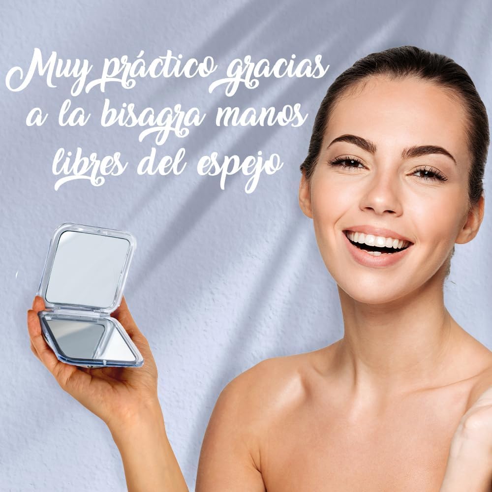Mirrorvana Espejo de Bolsillo con Aumento 15X Plegable Portátil Maquillaje Plata