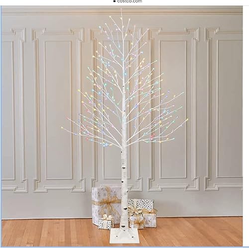 Miniatura 2 de RAZ Imports Árbol de abedul iluminado de 7 pies para uso en interiores y exteriores - Funcitones parpadeantes y constantes