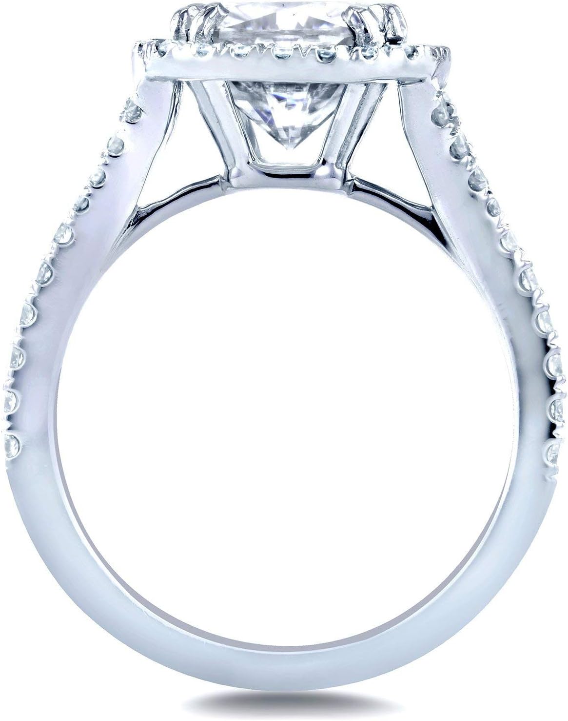 Kobelli Cushion Forever One Moissanite Halo Bridal Rings 4 CTW CTW Platinum (3 Piece Set)